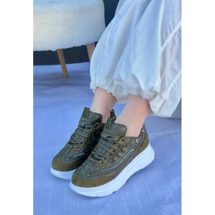 Aleid Yeşil Süet Bağcıklı Spor Ayakkabı - Lisinya