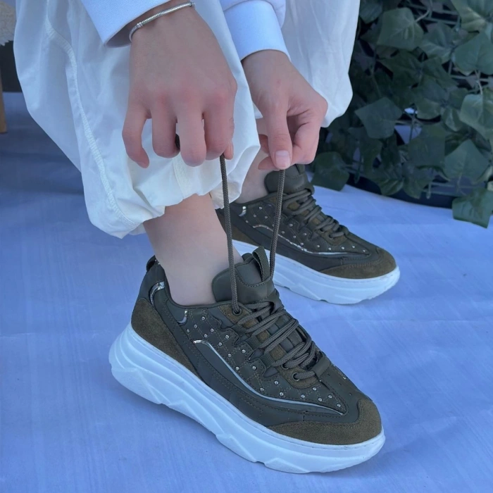 Aleid Yeşil Süet Bağcıklı Spor Ayakkabı - Lisinya