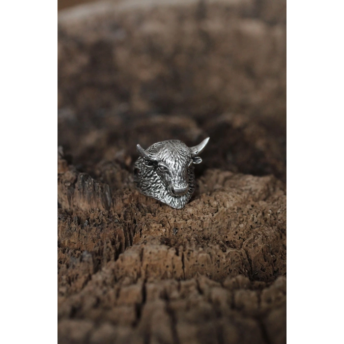 Ayarlanabilir Bufalo Tasarımlı Erkek Yüzük - Lisinya