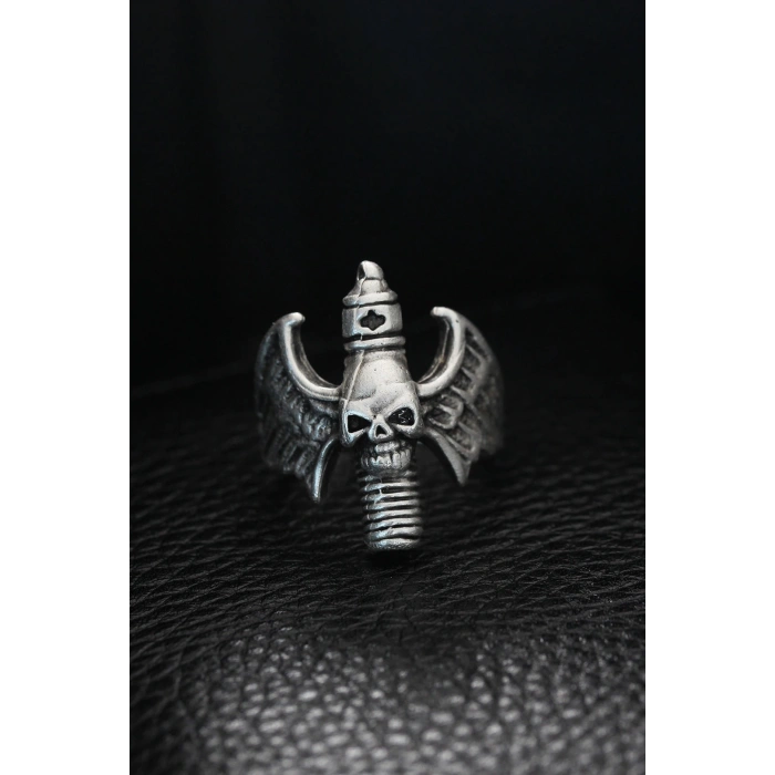 Ayarlanabilir Kanatlı Kurukafa Erkek Yüzük