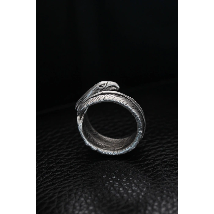 Ayarlanabilir Kartal Başı ve Kartal Tüyü Model Erkek Yüzük