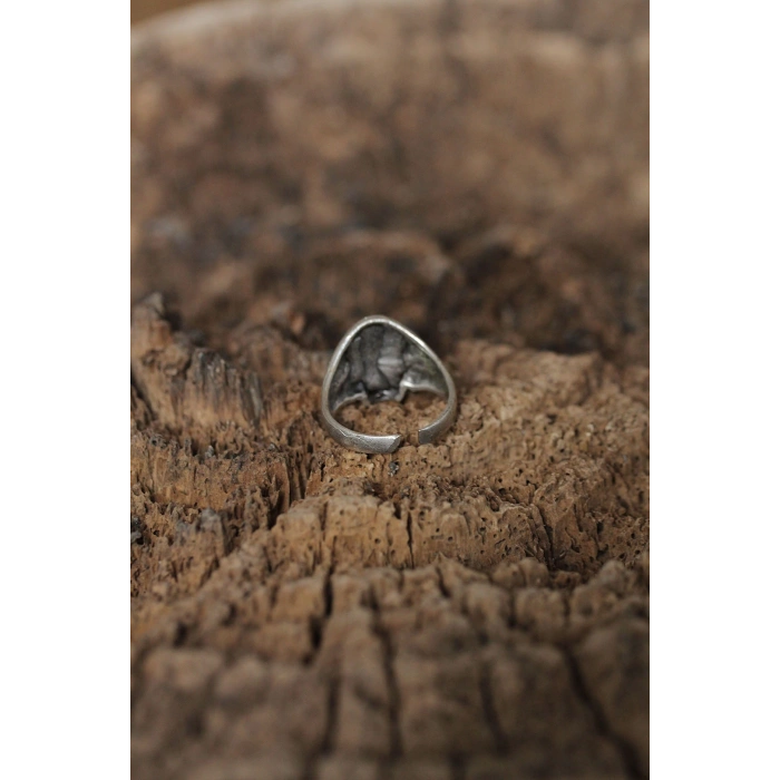 Ayarlanabilir Motifli Kuru Kafa Tasarımlı Erkek Yüzük - Lisinya