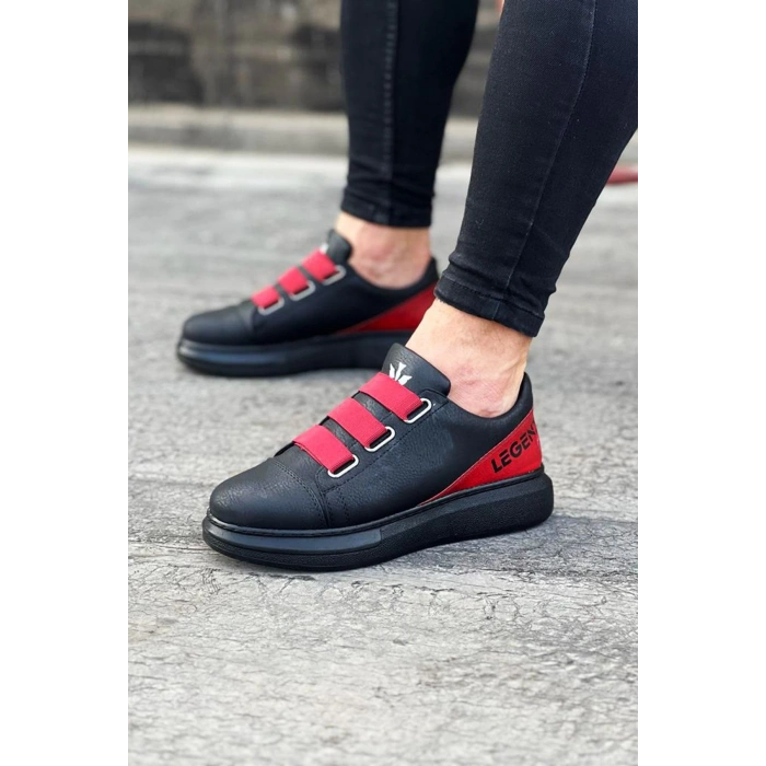 Bant Legend Kömür Kırmızı Kalın Taban Casual Erkek Ayakkabı
