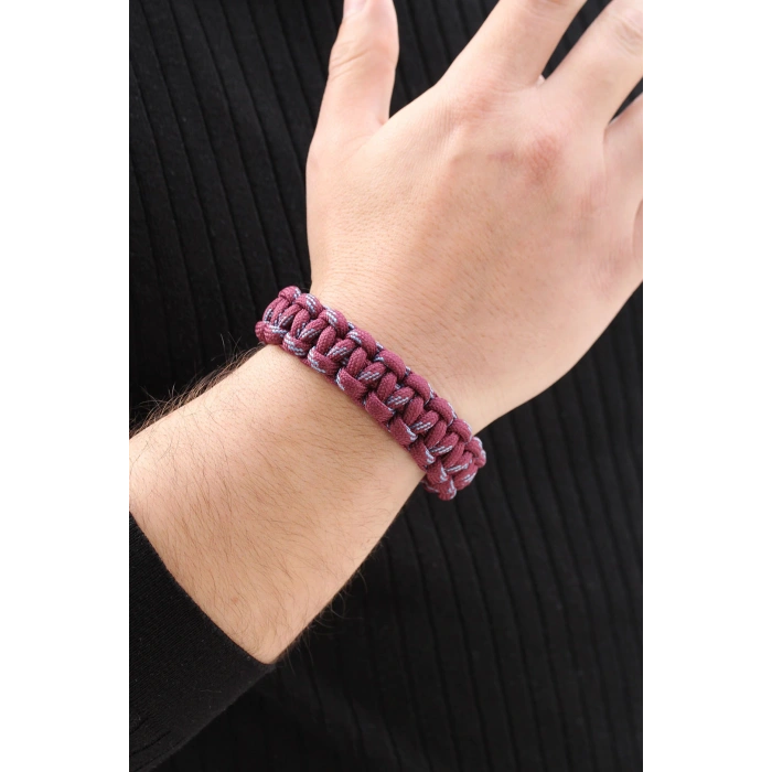 Bordo Mavi Paracord Bileklik