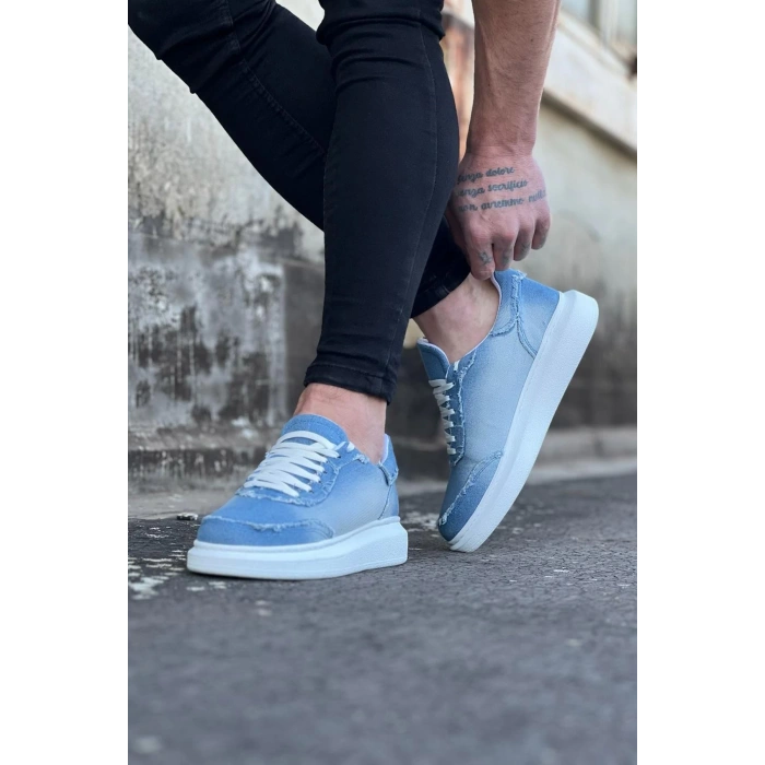Buz Mavi Kot Kumaş Erkek Casual Ayakkabı