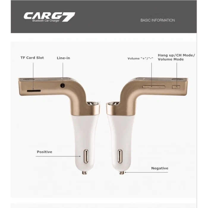 Carg7 Bluetooth Araç Fm Transmitter Usb Girişli ( Lisinya )