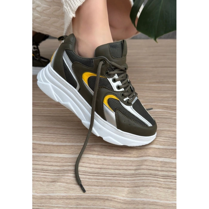 Cata Yeşil Cilt Hardal Detaylı Spor Ayakkabı