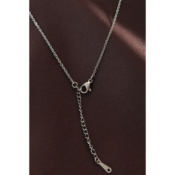 Çelik Gümüş Renk Minimal 3lü Kalp Kolye