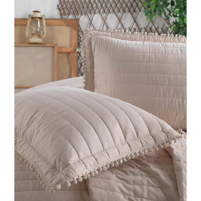 Çift Kişilik Yatak Örtüsü Pedra V1 Bej