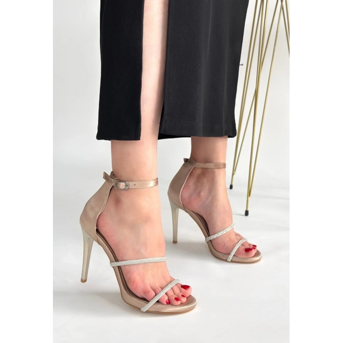 Colly Vizon Saten Topuklu Ayakkabı - Lisinya