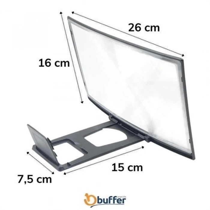 Curved Model Katlanabilir 3d Ekran Büyütücü Amplifikatör Projektör Standı Tüm Akıllı Telefon ( Lisinya )