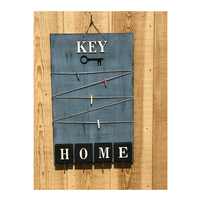 Dekoratif Home Keys Ahşap Resimlik Ve Notluk (saks Mavisi) ( Lisinya )