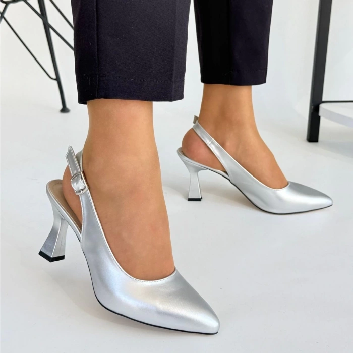 Ester Gri Cilt Topuklu Ayakkabı - Lisinya