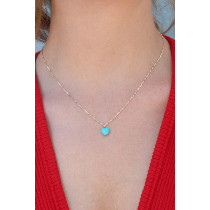 Gold Renk Mavi Boncuk Figür Kadın Kolye