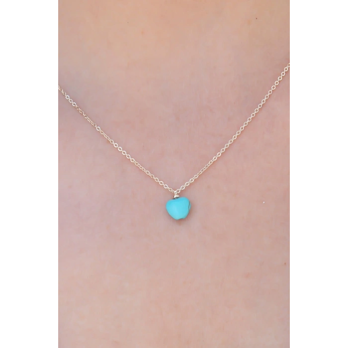 Gold Renk Mavi Boncuk Figür Kadın Kolye