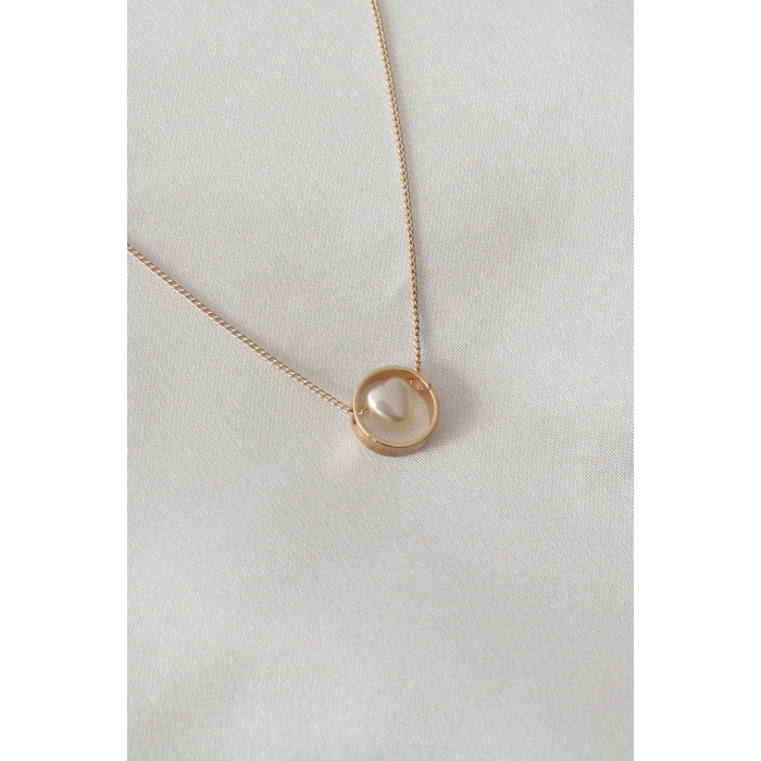 Gold Renk Minimal Kalp Figür Kadın Kolye - Lisinya