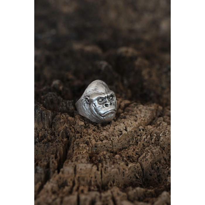 Goril Tasarımlı Ayarlamalı Erkek Yüzük