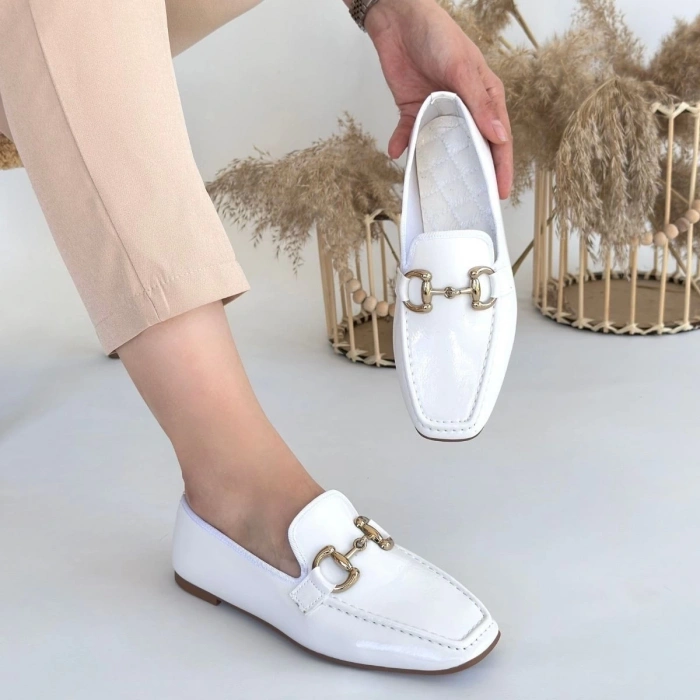 Guart Beyaz Rugan Babet Ayakkabı