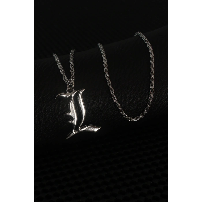 Gümüş Renk L Harf Erkek Kolye