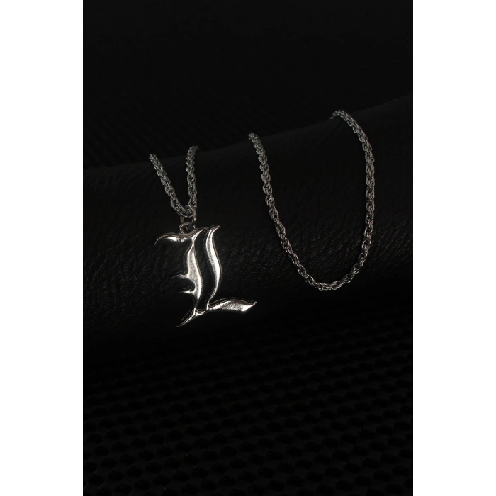 Gümüş Renk L Harf Erkek Kolye