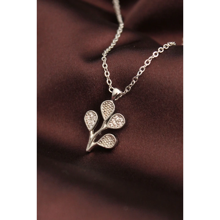 Gümüş Renk Zirkon Taşlı Çoklu Balon Kolye - Lisinya