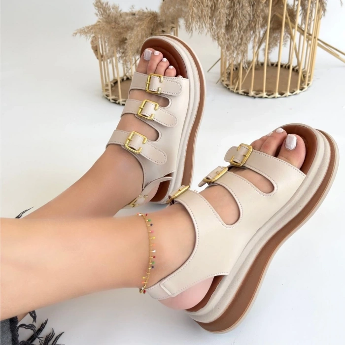 Jatay Bej Cilt Sandalet - Lisinya