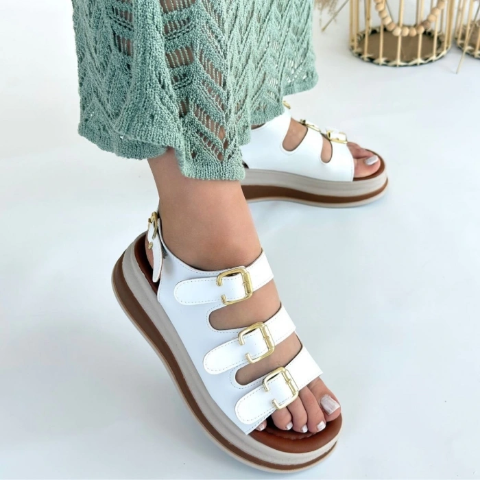 Jatay Beyaz Cilt Sandalet - Lisinya