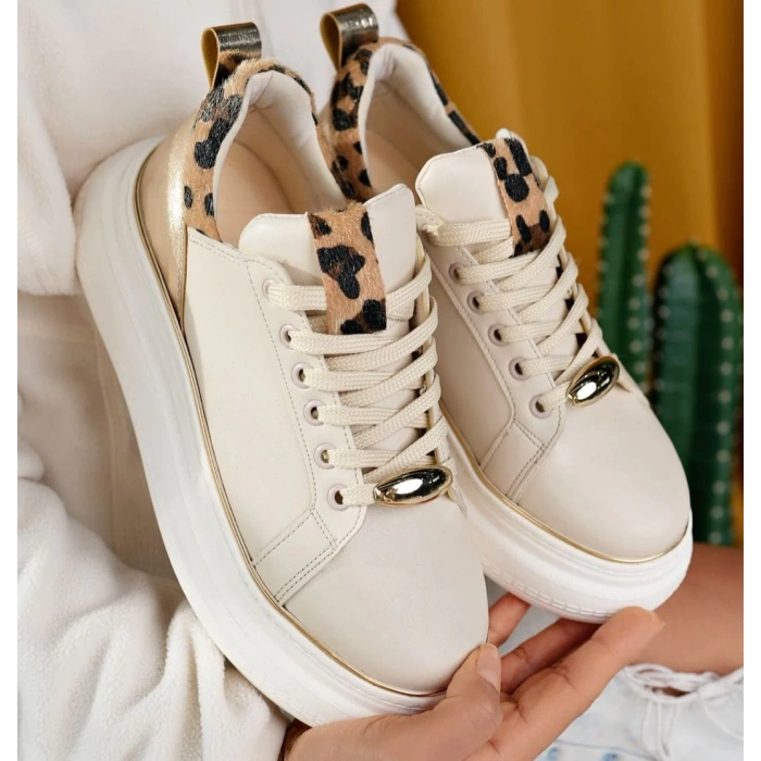 Jista Bej Cilt Bağcıklı Spor Ayakkabı - Lisinya