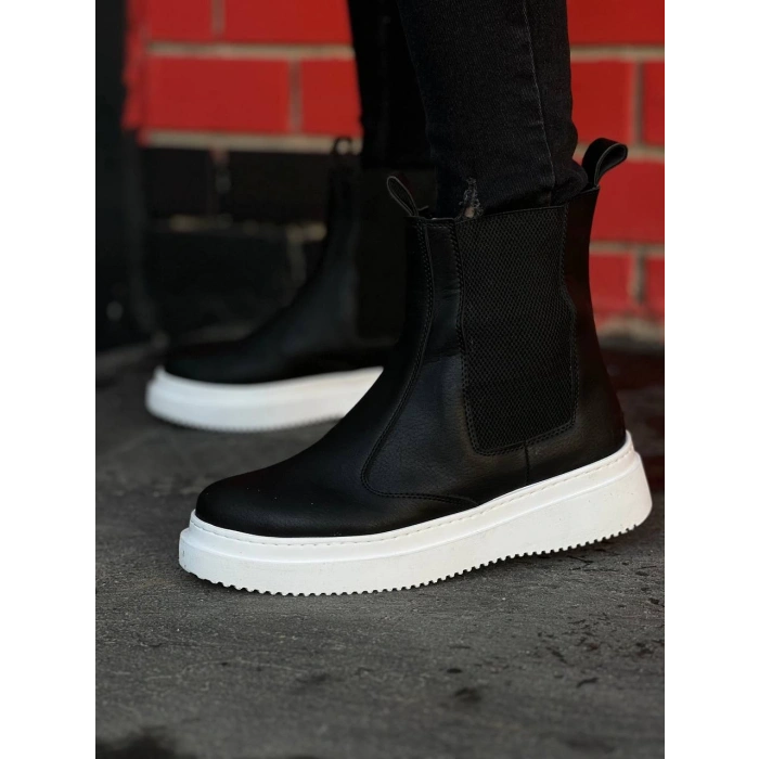 KB-0992  Kuback Siyah Cilt  Yüksek Taban  Lastikli Erkek Bot