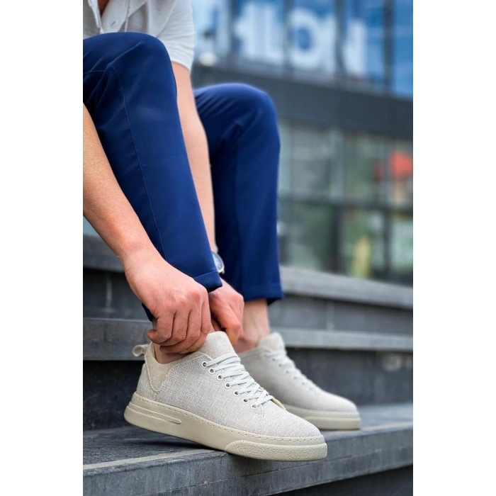 KB-X204 Kuback Bej Keten Bej Yüksek Taban Günlük Erkek Spor Ayakkabı