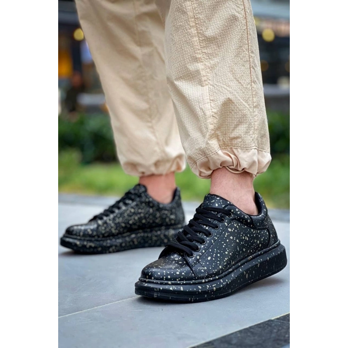 KB-X500  Kuback Siyah Gold  Bağcıklı  Günlük Erkek  Ayakkabı