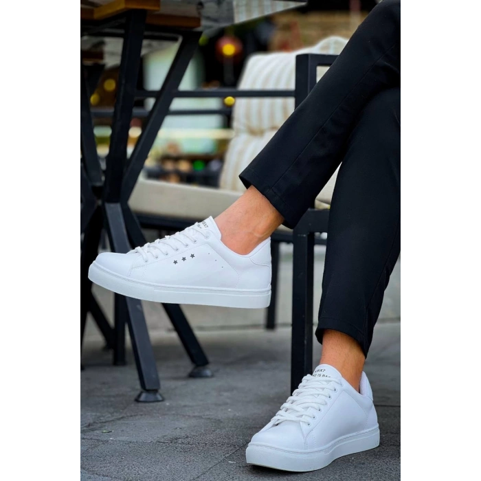 KB-X7  Kuback Beyaz Yüksek Taban Bağcıklı Günlük Erkek Ayakkabı