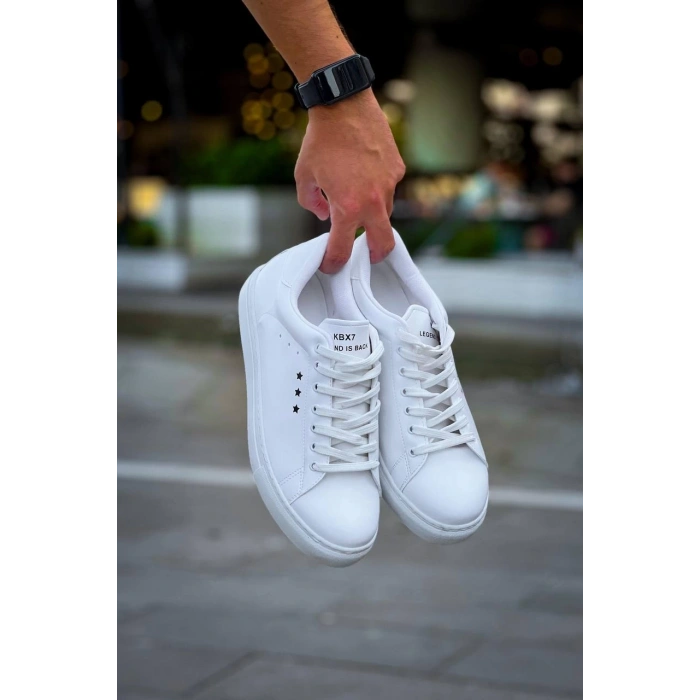 KB-X7  Kuback Beyaz Yüksek Taban Bağcıklı Günlük Erkek Ayakkabı