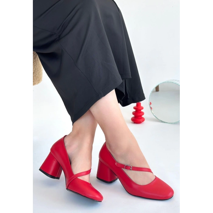 Kier Kırmızı Cilt Topuklu Ayakkabı - Lisinya