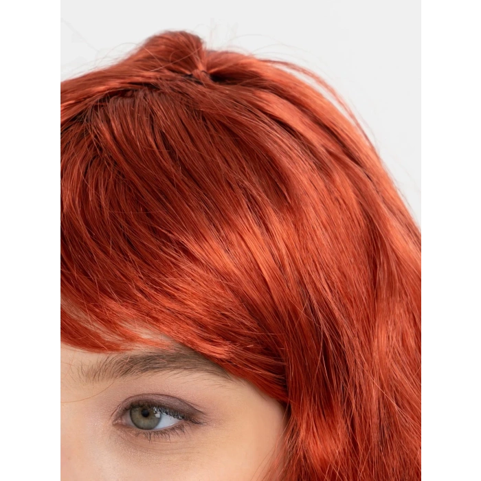 Kızıl Renk Kahküllü Dalgalı Uzun Parti Peruğu