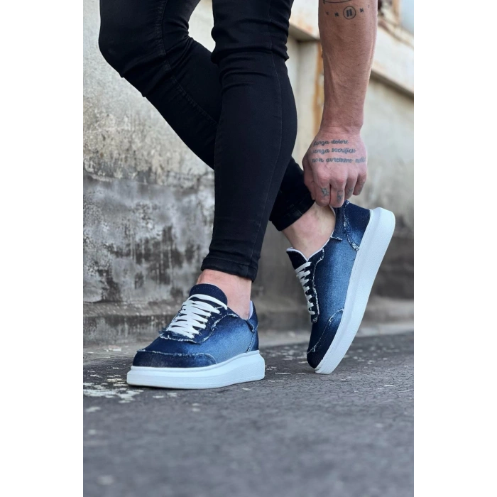 Koyu Mavi Kot Kumaş Erkek Casual Ayakkabı