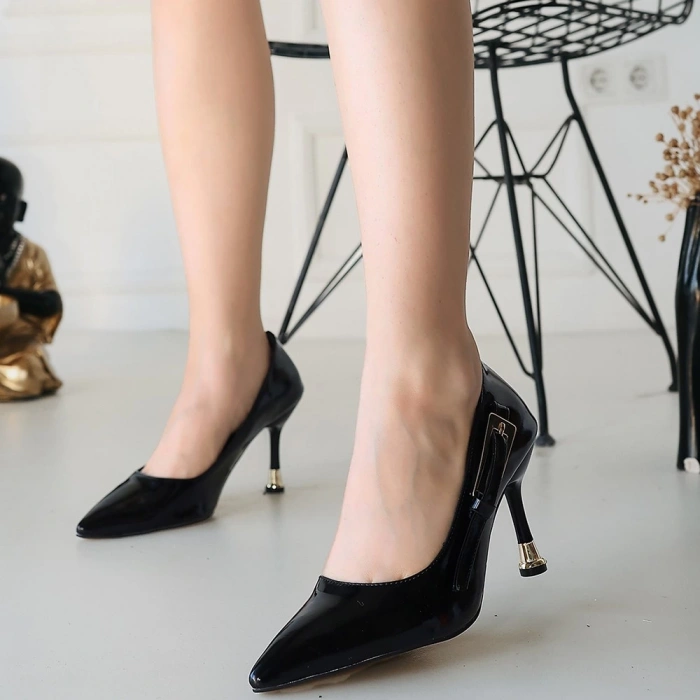 Lesia Siyah Rugan Topuklu Ayakkabı - Lisinya