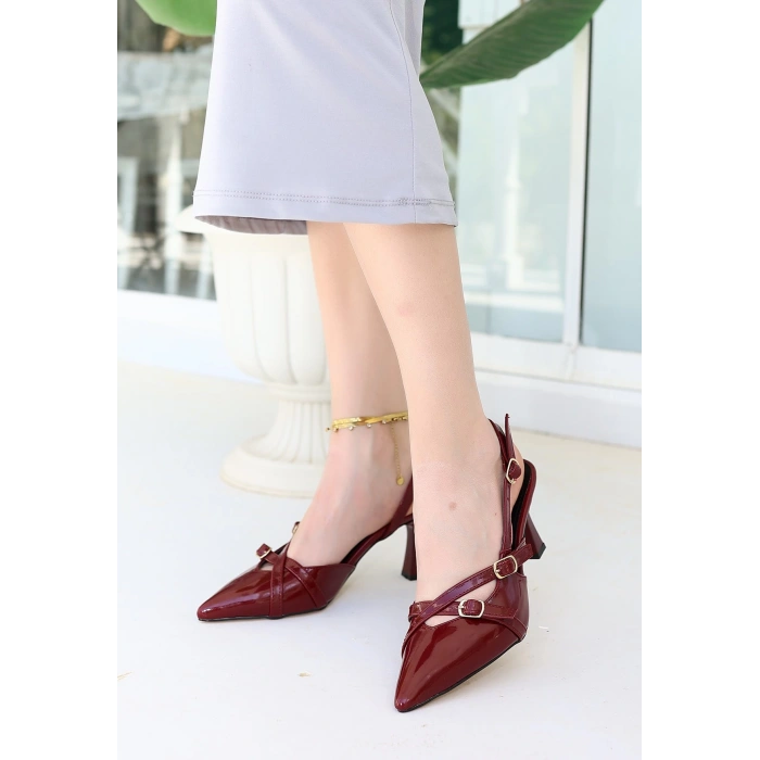 Liwan Bordo Rugan Topuklu Ayakkabı - Lisinya