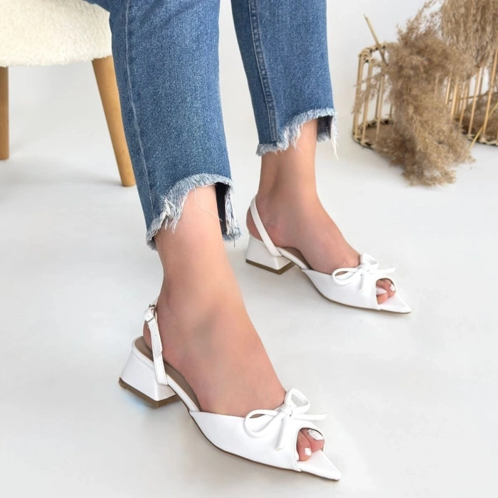 Lotta Beyaz Cilt Topuklu Ayakkabı - Lisinya