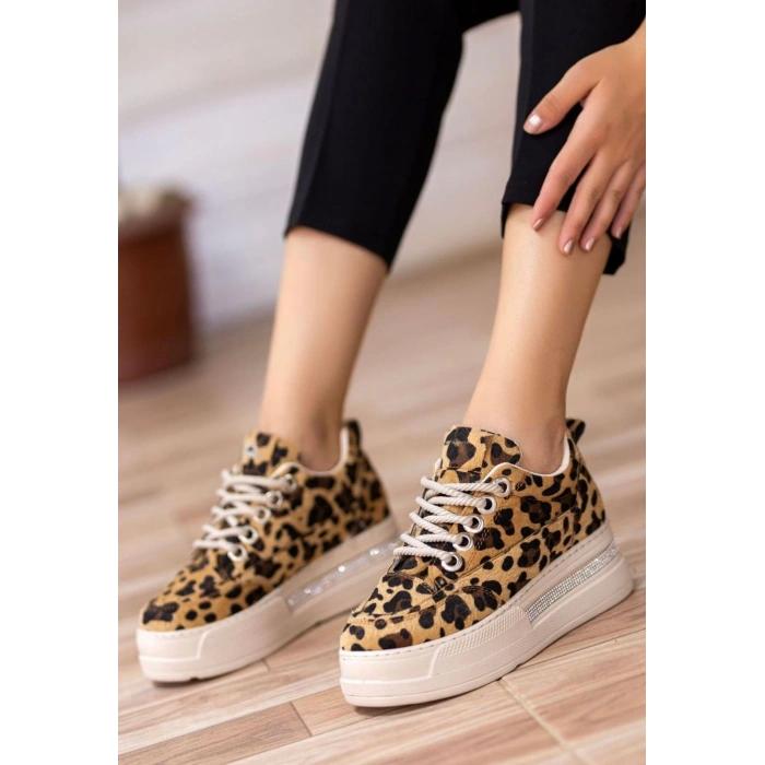 Lulu Leopar Süet Bağcıklı Spor Ayakkabı - Lisinya