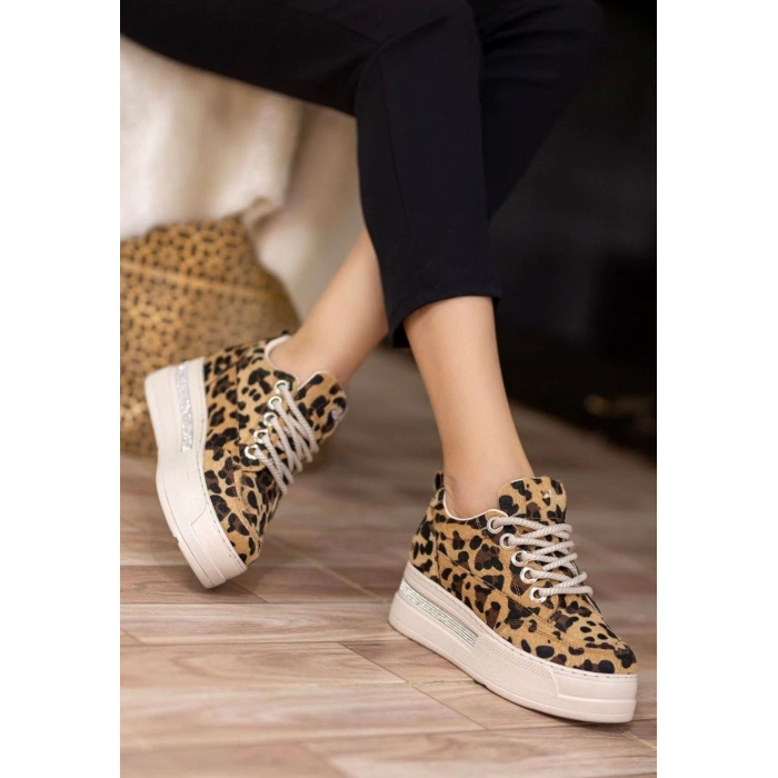 Lulu Leopar Süet Bağcıklı Spor Ayakkabı - Lisinya