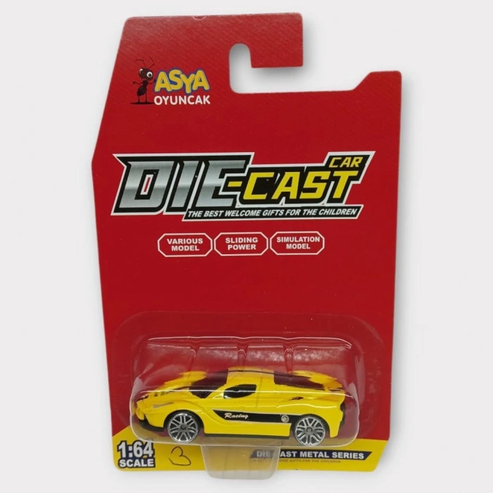 Metal Mini Arabalar  8 cm - Sarı - 3 (Lisinya)