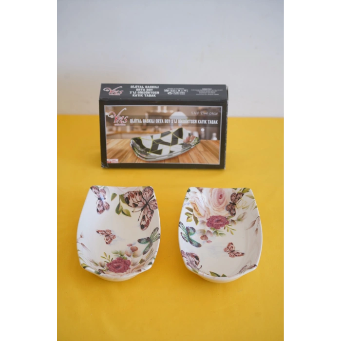 Mitra Dijital Baskılı 2li Dikdörtgen Kayık Tabak