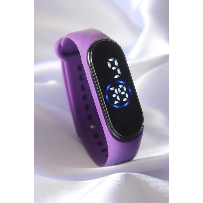 Mor Renk Silikon Dijital Dokunmatik Led Saat - Lisinya