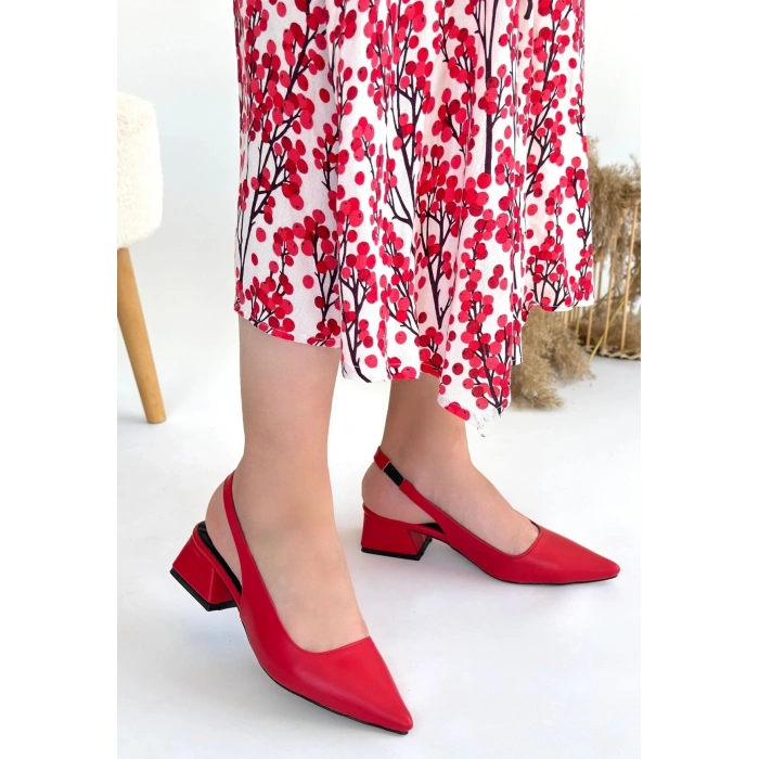 Morji Kırmızı Cilt Topuklu Ayakkabı - Lisinya