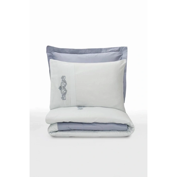 Nakışlı Çift Kişilik Saten Nev Takımı Bianna Gri