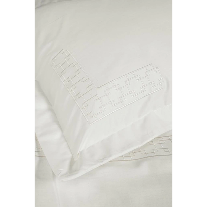 Nakışlı Çift Kişilik Saten Nev Takımı Luxe Ekru