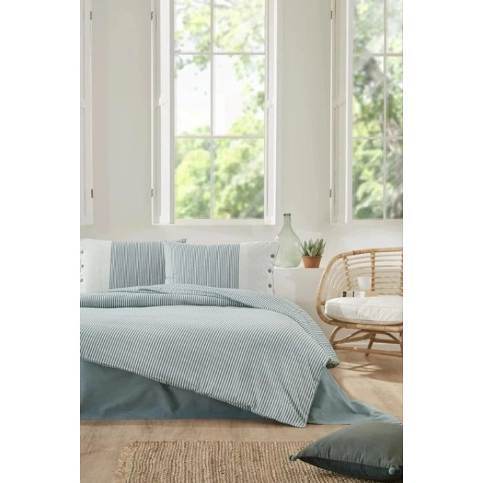 Özdilek Çift Kişilik Ranforce Nev Takımı Natural Line Mavi
