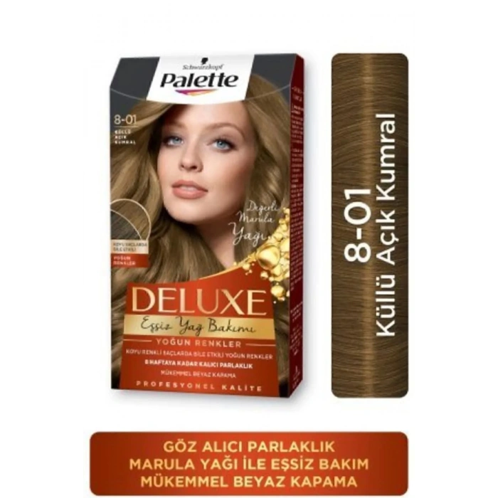 Palette Schwarzkopf Deluxe Yoğun Renkler 8-01 Küllü Açık Kumral Saç Boyası