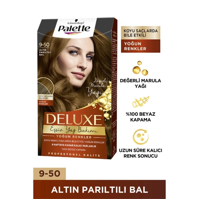 Palette Schwarzkopf Deluxe Yoğun Renkler 9-50 Altın Parıltılı Bal Saç Boyası